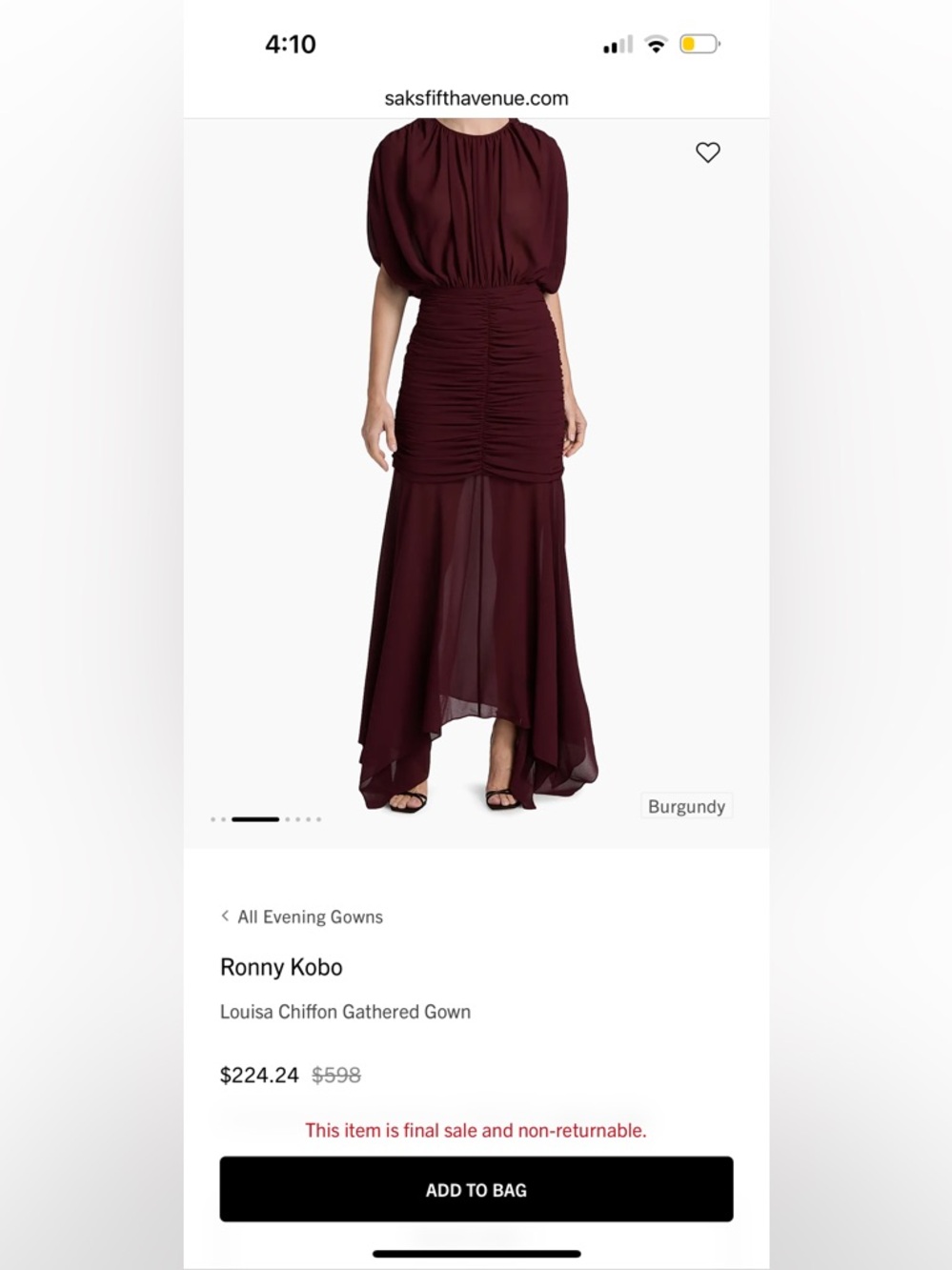 Ronny Kobo Louisa Chiffon Gathered Gown